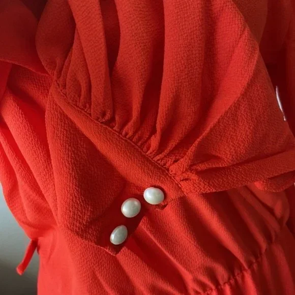 MEGHAN LA long sleeve flowyMaxi Dress in color flame - Picture 5 of 10